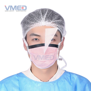 Máscara facial descartável SPP não tecido rosa com proteção ocular de plástico antiembaçante